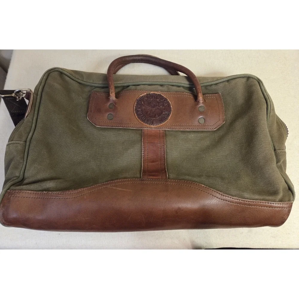 Duluth Pack Olive Canvas & Leather Weekender Duffel Bag — USA Made — Moose Logo